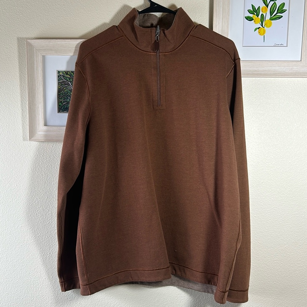 Men’s Johnston & Murphy - Reversible Solid Quarter-Zip Brown